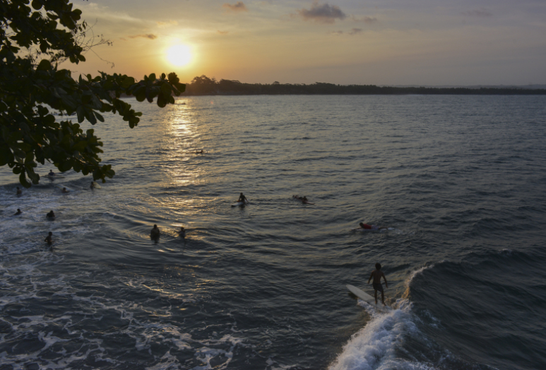 Stand out local surfer dancing on the waves.